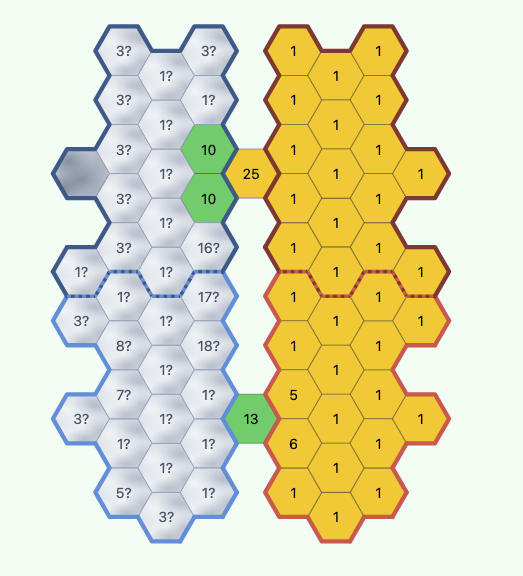 Contested mid-game board with fog of war